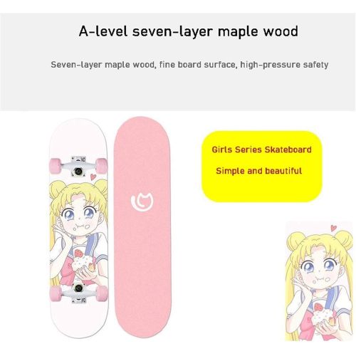  LDGGG Skateboards Complete Skateboard 31.4 Inch Sailor Moon Skateboard Beginner Children Adult Four Wheel Skateboard, (Beauty Girl Series 11)