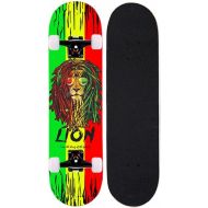 LDGGG Skateboards Complete Skateboard 31 Inch Beginner Four-Wheel Double Tilt Skateboard Children Teenagers Boys and Girls Skateboard (Lion