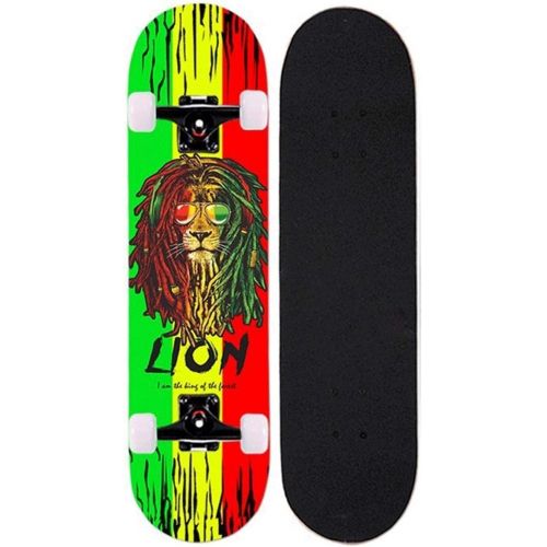  LDGGG Skateboards Complete Skateboard 31 Inch Beginner Four-Wheel Double Tilt Skateboard Children Teenagers Boys and Girls Skateboard (Lion