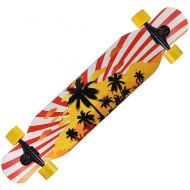 LDGGG Skateboards Complete Skateboard 46-inch Vertical Longboard Skateboard Cruiser, Sunset Beach