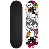 LDGGG Skateboards for Beginners & Pro, 31x8 Complete Skateboards 7 Layers Double Kick Concave Standard Skate Board Professional 017