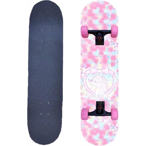  LDGGG Skateboards Complete Skateboards 7 Layer Maple 31 Inch Skateboard for Kids Adults and Beginners (Cartoon Unicorn 8)