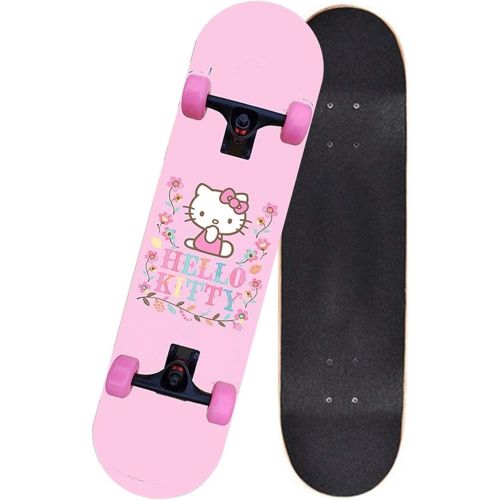  LDGGG Skateboards 31 X 8 Complete Skateboard 7 Layer Maple Wood Double Kick Skateboards for Adults and Childrens Tricks Skateboard (Katie 30)