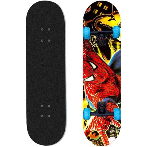  LDGGG Skateboards 31-inch Beginner Kids Flash Wheel Skateboard Complete Skateboard Spider Hero 14