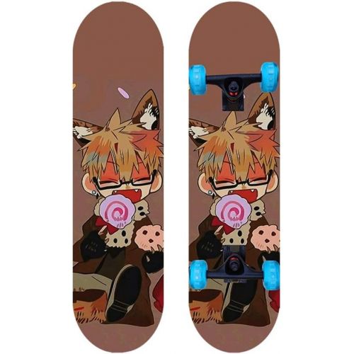  LDGGG Skateboards 31-inch Beginner Kids Flash Wheel Skateboard Complete Skateboard Flower Gentleman 10