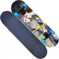LDGGG Skateboards Children Complete Skateboard Cruiser 7 Layers Maple Double Kick Concave Skateboard (Fire Doll 25