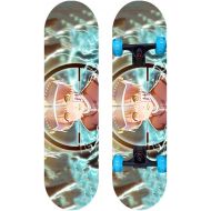 LDGGG Skateboards 31-inch Beginner Kids Flash Wheel Skateboard Complete Skateboard Flower Gentleman 9