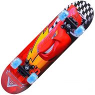 LDGGG Skateboards Complete Skateboard Childrens Skateboard Maple Deck Flashing 24-inch Skateboard (Red Racing Car)