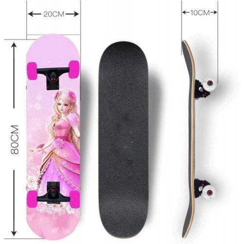  LDGGG Skateboards Four-Wheel Skateboarding Children Boys and Girls Skateboarding Beginners Teenagers Professional Double Tilt Skateboard （Ice Princess 8）