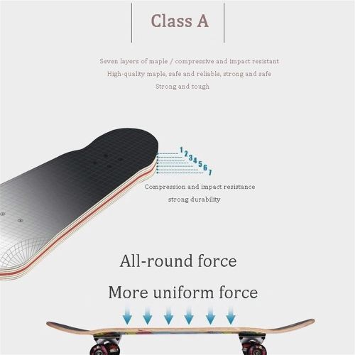  LDGGG Skateboards Complete Skateboard 31 Inches Childrens Four-Wheeled Double Tilt Young Beginners Boys and Girls Professional Street Skateboard (SA5)