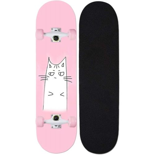  LDGGG Skateboards 31 Inch Full Skateboard Adult Skateboard Beginner Professional Four-Wheel Skateboard, Big Lazy Cat