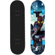 LDGGG Skateboards 31-inch Beginner Kids Flash Wheel Skateboard Complete Skateboard Spider Hero 7