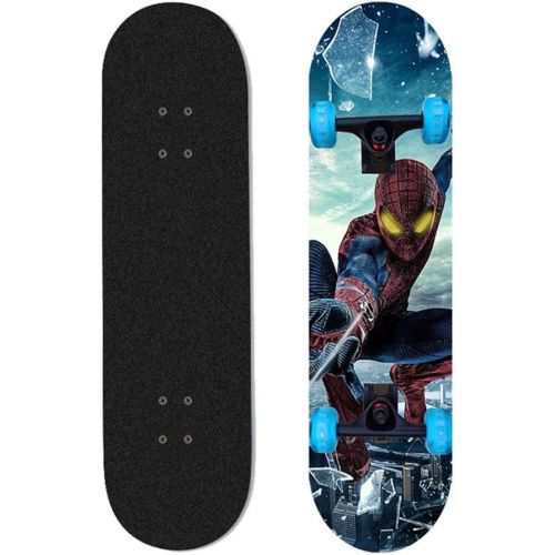  LDGGG Skateboards 31-inch Beginner Kids Flash Wheel Skateboard Complete Skateboard Spider Hero 7