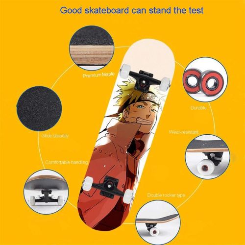  LDGGG Skateboards Complete Skateboard 31.4 Inches Cruiser Skateboard Beginner Boys and Girls Maple Wood Skateboard, Naruto