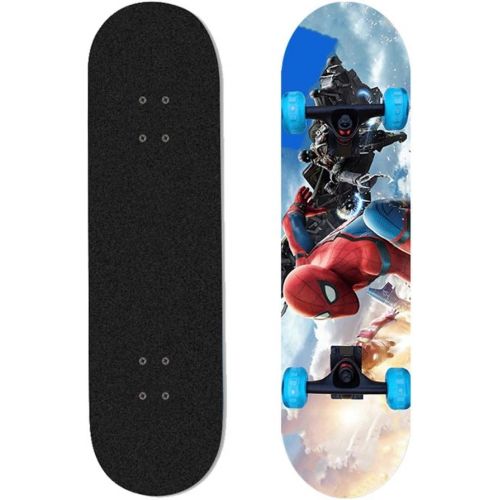  LDGGG Skateboards 31-inch Beginner Kids Flash Wheel Skateboard Complete Skateboard Spider Hero 2