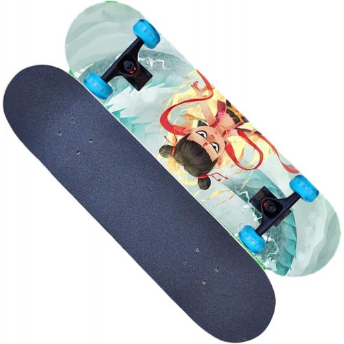  LDGGG Skateboards Children Complete Skateboard Cruiser 7 Layers Maple Double Kick Concave Skateboard (Fire Doll 29
