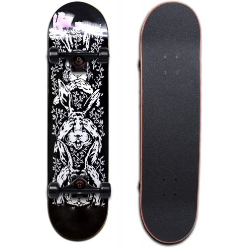  LDGGG Skateboards Complete Skateboard 31 Inch Cruiser Skateboard Beginner Boys and Girls Maple Wood Skateboard (Black Rabbit)