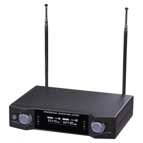  LDL shop Audio 2 Channel UHF Handheld Wireless Microphone System w2 Mic LCD Display