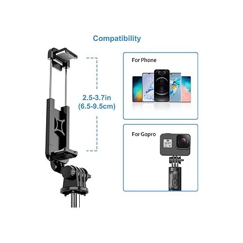  SelfieShow Selfie Stick, Extendable Selfie Stick Tripod with Wireless Remote and Tripod Stand, Portable, Lightweight, Compatible with iPhone 15 14 13 12 Pro Xs Max X 8Plus, Samsung Smartphone and More