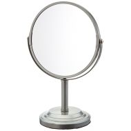LDR Industries Bathroom Vanity Double Sided Freestanding Pedestal Makeup and Shaving Mirror Regular View and 3X Magnification