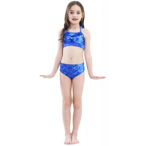  LDamcom Kids 3pcs Swimmable Mermaid Tail for Girls Princess Bikini Set Swimsuit Swimwear