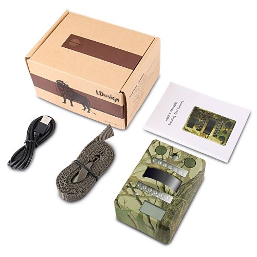  LDesign Hunting Trail Game Camera, Waterproof IP54 Wildlife Surveillance Home Security Camera with Wide Angle Infrared Night Vision, 720P Glow-26PCs IR LEDs & PIR Sensor, 0.8 Secon