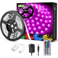 [아마존 핫딜] [아마존핫딜]LE RGB LED Strip Lights Kit, 16.4ft 12V Flexible LED Light Strip, 5050 SMD LED, Color Changing Rope Light with Remote Controller and 12V Power Supply for TV Backlight, Home, Kitche