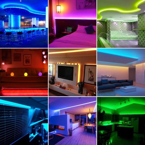  [아마존 핫딜] [아마존핫딜]LE RGB LED Strip Lights Kit, 16.4ft 12V Flexible LED Light Strip, 5050 SMD LED, Color Changing Rope Light with Remote Controller and 12V Power Supply for TV Backlight, Home, Kitche