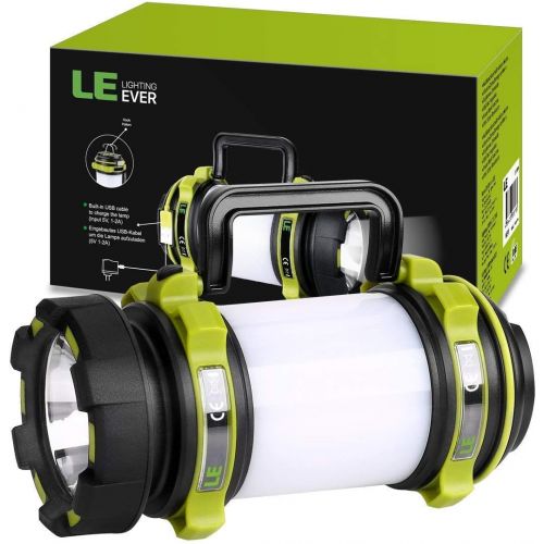  [아마존베스트]Lighting EVER LE LED Camping Lantern Rechargeable, Brightest Flashlight with 500LM, 4 Light Modes, 2600mAh Power Bank, IPX4 Waterproof, Perfect for Hurricane Emergency, Outdoor, Hiking and Home,