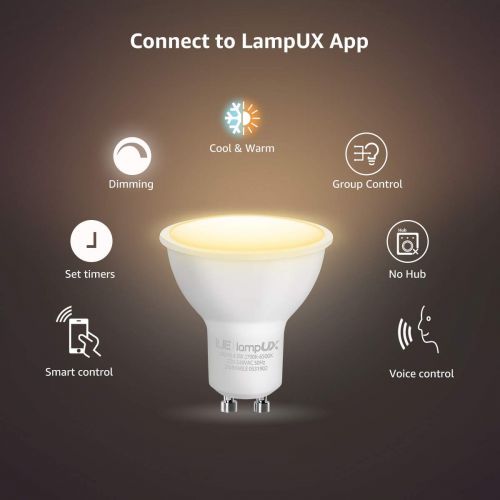  [아마존 핫딜]  [아마존핫딜]LE 4.5W Smart GU10 LED Lampen Warmwei§ und Kaltwei§ Dimmbar LED Leuchtmittel, Wlan LED Birnen, Ersatz fr 50W Halogenglhlampe, kompatibel mit Alexa und Google Home, Kein Gateway e