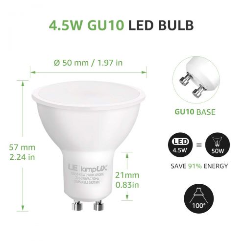  [아마존 핫딜]  [아마존핫딜]LE 4.5W Smart GU10 LED Lampen Warmwei§ und Kaltwei§ Dimmbar LED Leuchtmittel, Wlan LED Birnen, Ersatz fr 50W Halogenglhlampe, kompatibel mit Alexa und Google Home, Kein Gateway e