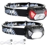 LE LED Headlamp Rechargeable, 6 Modes, Super Bright, Lightweight and Comfortable, IPX4 Rate, Rechargeable Headlamp for Adults and Kids, USB Cable Included, 2 Pack