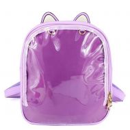 LE BI YOU Ita Bag Ears Candy Leather Backpack Transparent Beach Girls School Bag for Girls (Purple)