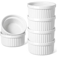 LE TAUCI Ramekins 8 OZ Oven Safe, Creme Brulee Ramekins, Pudding Custard Cups Souffle Ramiken, Dipping Sauce Dishes, Ceramic Ramekin Bowls Set of 6, White