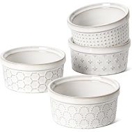 LE TAUCI Ramekins 4 oz, Ramiken for Creme Brulee, Lava Cake,Pudding, Souffle, Small Sauce Bowl,Ceramic Baking Dishes- 3.8 inch, Set of 4, Arctic White