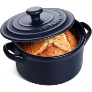 LE TAUCI 3 Quart Dutch Oven Pot with Lid, for No Knead Bread Baking, Sourdough Loaf, Non-Coated & Non-Toxic Ceramic Small Bread Oven Pan, Use as Non-Stick Soup & Stew Pot, Midnight Blue