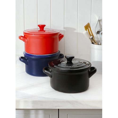  LE TAUCI 3 Quart Dutch Oven Pot with Lid, for No Knead Bread, Sourdough Loaf, Bread Clothe Baker, Ceramic Casserole Dish, Stove to Oven, Non-Coated, Use as Bread Pan, Soup Pot, Ste