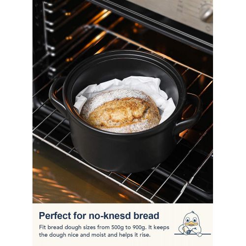  LE TAUCI 3 Quart Dutch Oven Pot with Lid, for No Knead Bread, Sourdough Loaf, Bread Clothe Baker, Ceramic Casserole Dish, Stove to Oven, Non-Coated, Use as Bread Pan, Soup Pot, Ste