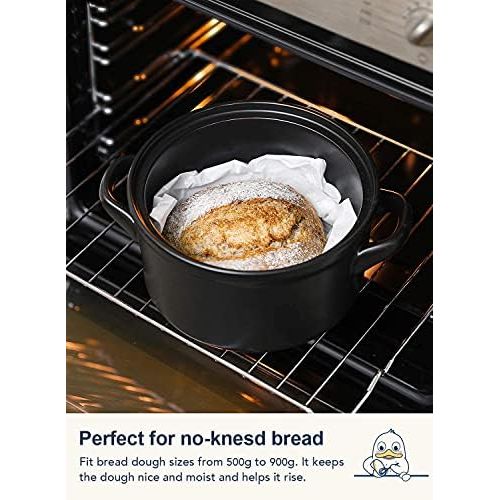  [아마존베스트]LE TAUCI 3 Quart Dutch Oven Pot with Lid, Ceramic Casserole Dish for Bread Making, Stove to Oven, Non-Coated, Use as Bread Pot, Soup Pot, Stew Pot,Black