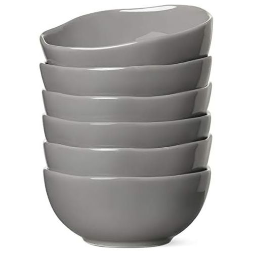  [아마존베스트]LE TAUCI 22 Ounce Cereal Bowls Set, Ceramic Bowls for Soup, Cereal, Salad, Dessert, Set of 6- Grey