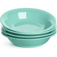 [아마존베스트]LE TAUCI 26 Ounce Beaded Pasta Bowls, Ceramic Bowl Set for Cereal, Salad, 9 Inch, Set of 4, Red