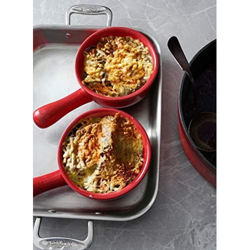  [아마존베스트]LE TAUCI French Onion Soup Bowls With Handles, 15 Ounce for Soup, chili, beef stew, Set of 4, Red