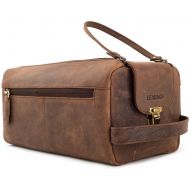 LEABAGS Palm Bay genuine buffalo leather toiletry bag in vintage style