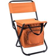 LEADALLWAY Fishing Chair with Cooler Bag Foldable Compact Fishing Stool,Orange