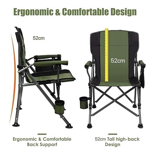  LEADALLWAY Camping Chairs for Heavy People Oversized Outdoor Chairs with Cup Holder and Storage Bag