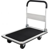 LEADALLWAY Platform Truck Large Size 880lbs Foldable Push Cart 35.8x24x34.3inches White