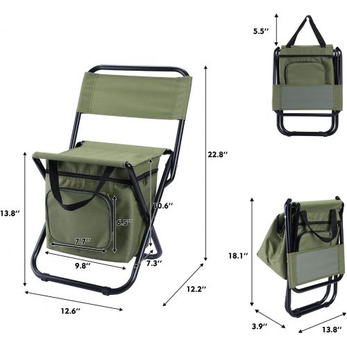  LEADALLWAY Fishing Chair with Cooler Bag Compact Fishing Stool Foldable Camping Chair
