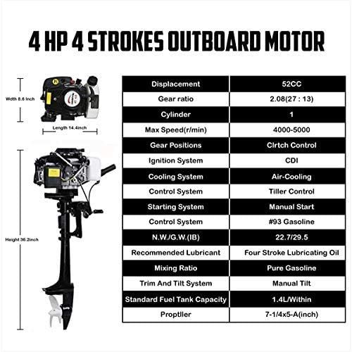  LEADALLWAY 4.0HP Outboard Motor 4 Stroke Inflatable Boat Engine Air Cooled Fishing Boat Motor Improved Model