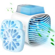 LEADNOVO Portable Air Conditioner, Rechargeable Evaporative Air Cooler Fan with Blue Atmosphere Light for Home, Office, Room(Back double ice box)