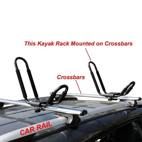  LEAGUE&CO 2 Pair J-Bar Rack Kayak Carrier Canoe Boat Paddle Board Surfboard Roof Top Mount on Car SUV Crossbar